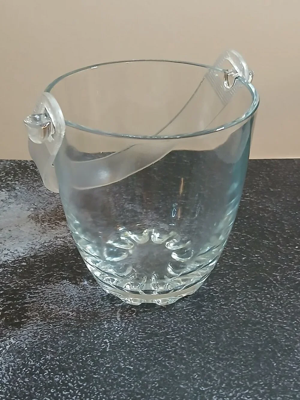 Pasabahce-Turkish-Vintage Clear Glass Small Ice Bucket w/Tongs